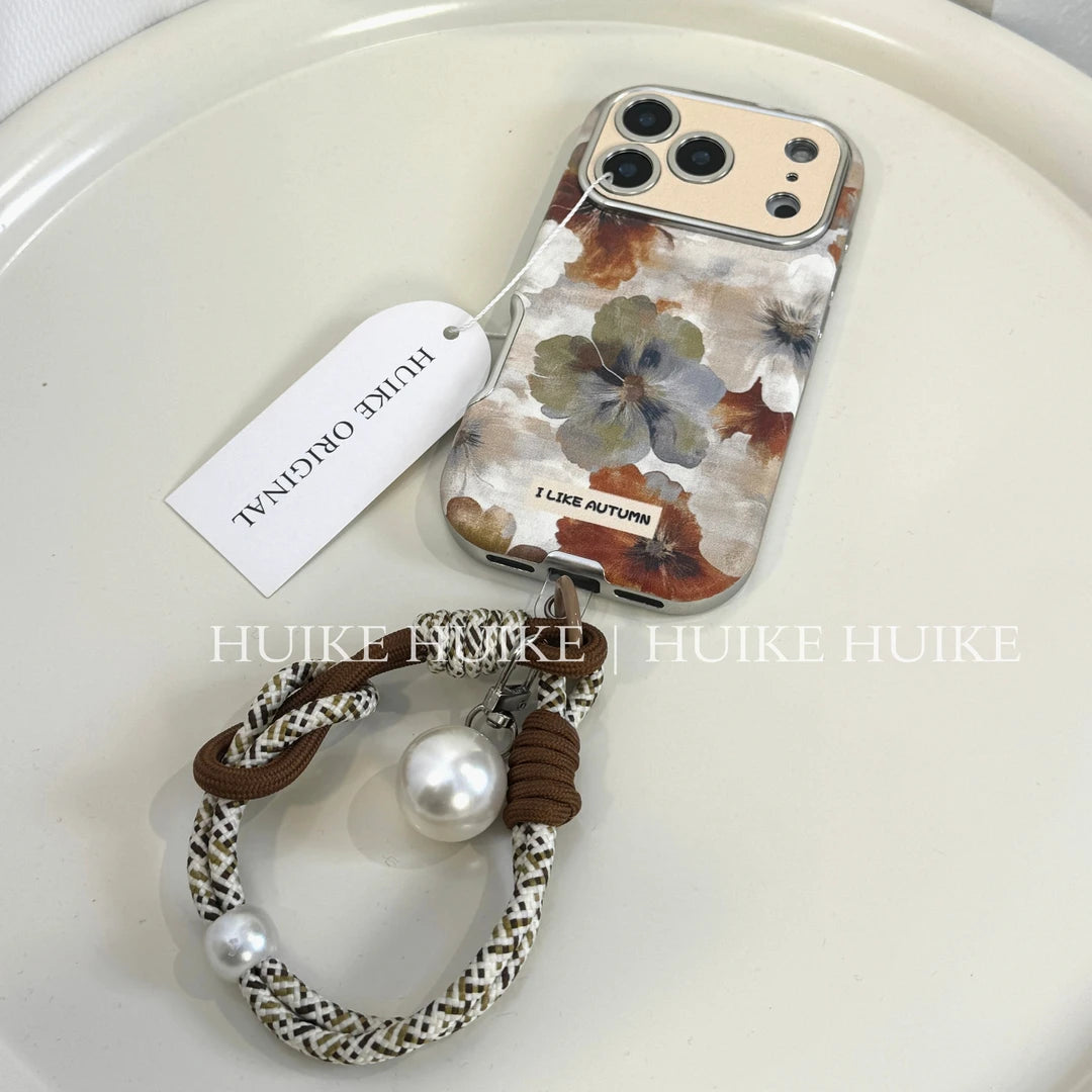 Autumn Flower Phone Case with Phone Charm Strap,Compatible for iphone 17