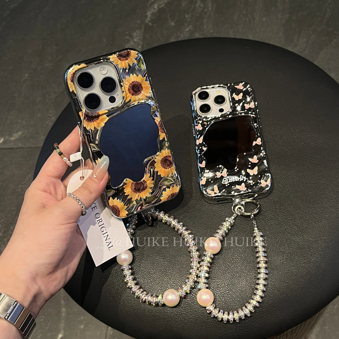 Suning Flowers Phone Case with Phone Charm Strap