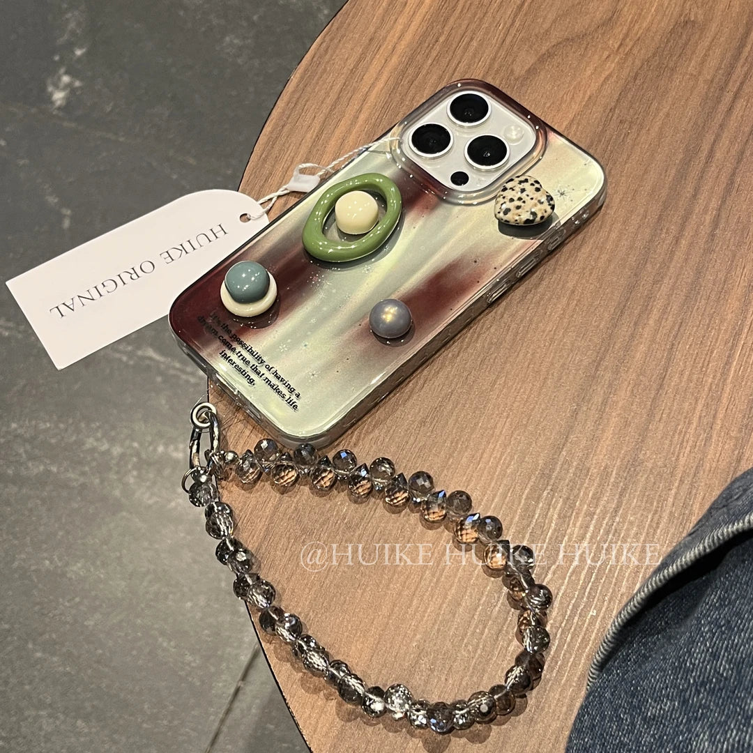 DIY Gradient Phone Case with Phone Charm Strap ,Compatible for iphone 17