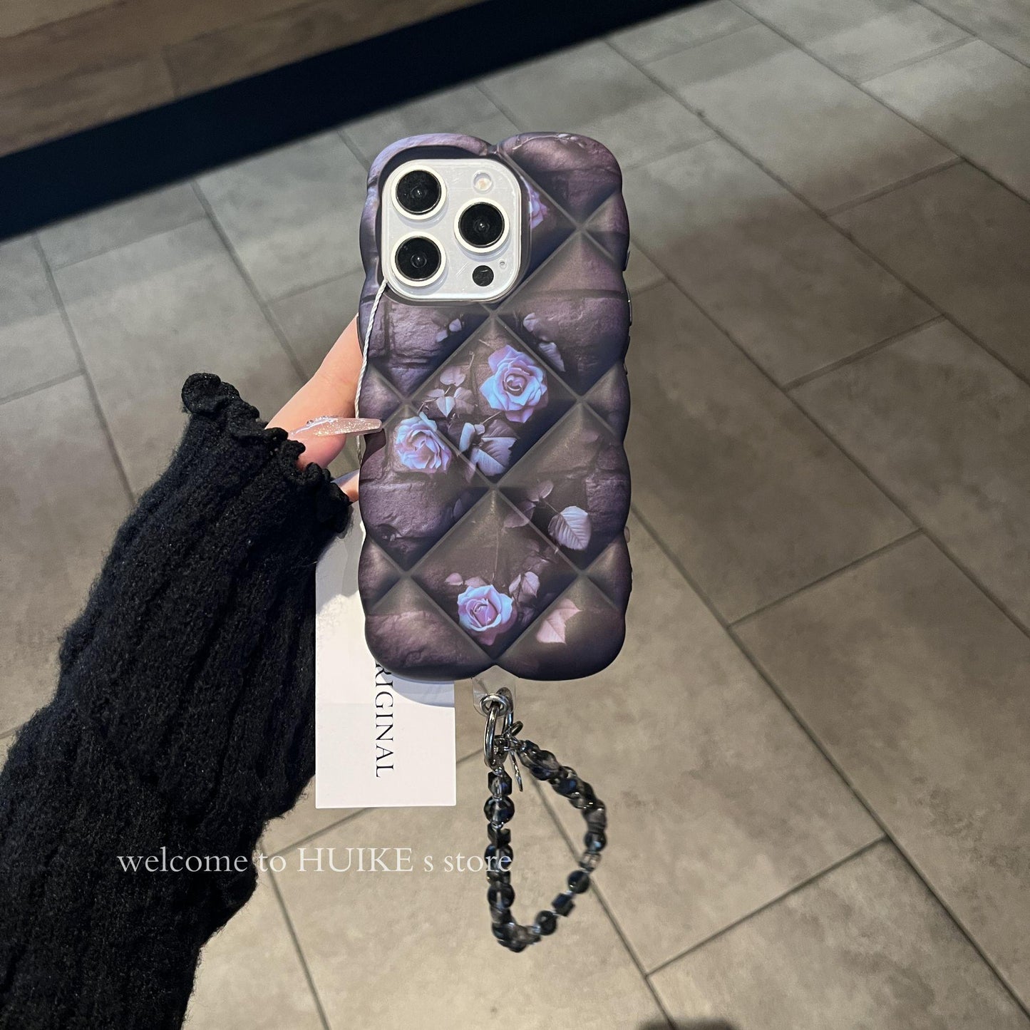 PURPLE FLOWER Airbag Phone Case with Phone Charm Strap