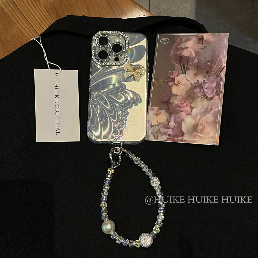 COLORFUL BUTTERFLY Phone Case with Phone Charm Strap