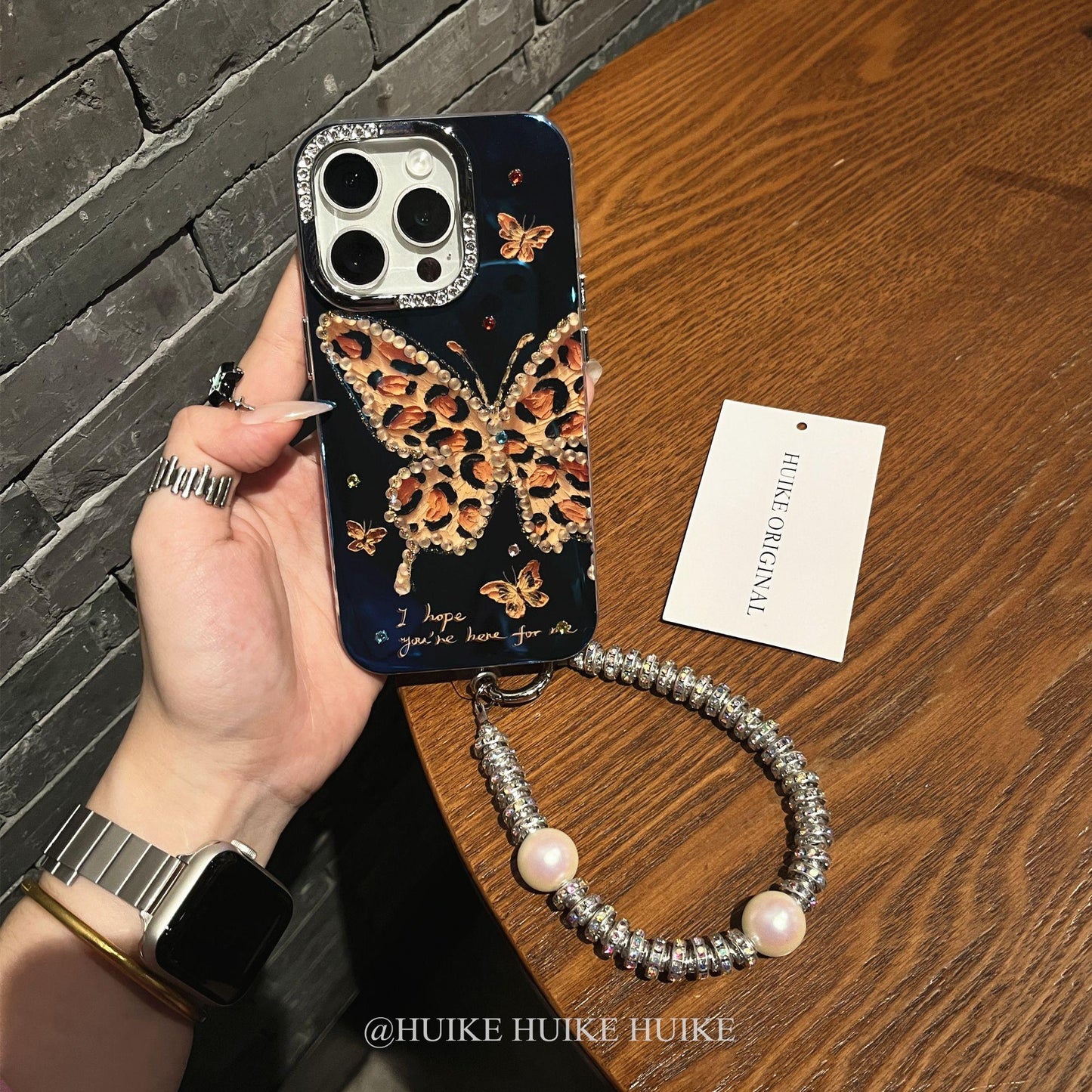 LEOPARD BUTTERFLY Phone Case with Phone Charm Strap
