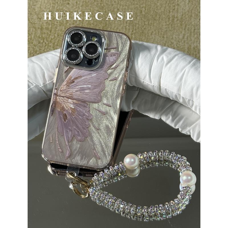 PINK BUTTERFLY Camlet Phone Case with Phone Charm Strap