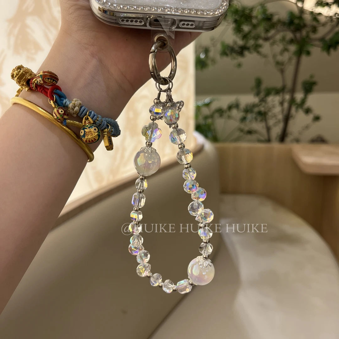 Handmade butterfly Sparkling Diamond Phone Case with Phone Charm Strap