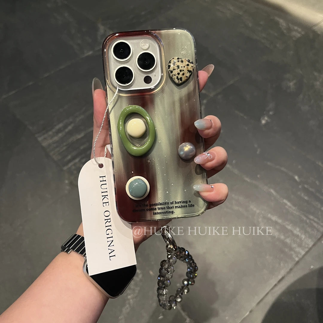 DIY Gradient Phone Case with Phone Charm Strap ,Compatible for iphone 17