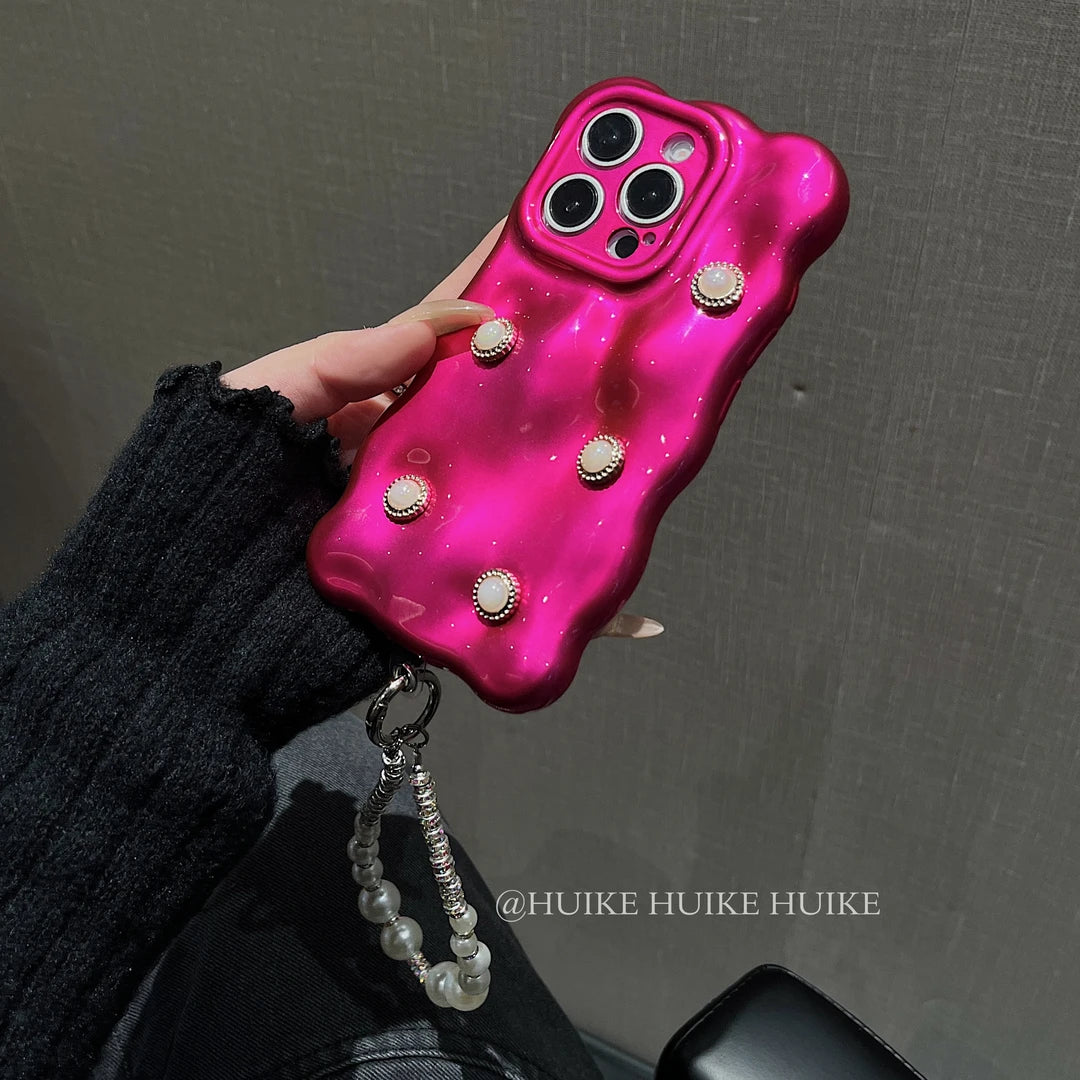 PEARL WAVE Phone Case with Phone Charm Strap