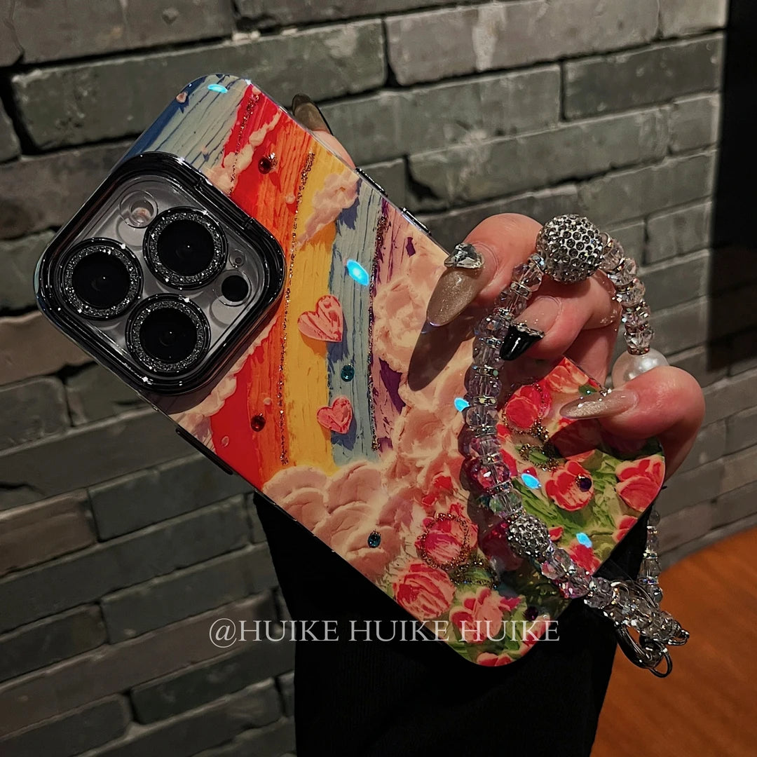 OIL PAINTING OF TULIPS Colorful Phone Case with Phone Charm Strap