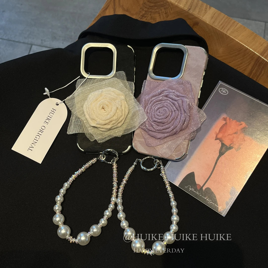 HANDMADE ROSE Phone Case with Phone Charm Strap