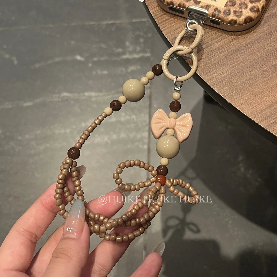 Leopard Cheetah Phone Case with Phone Charm Strap,Compatible for iphone 17