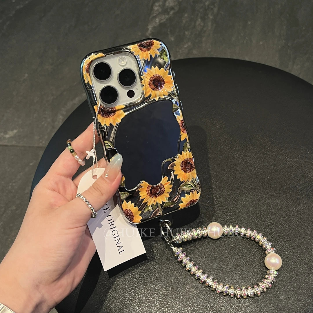 Suning Flowers Phone Case with Phone Charm Strap