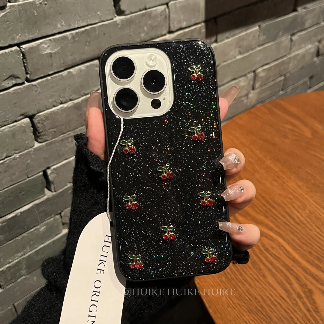 HANDMADE DRIP GUM MINI RED CHERRY lightweight phone case with Phone Charm Strap