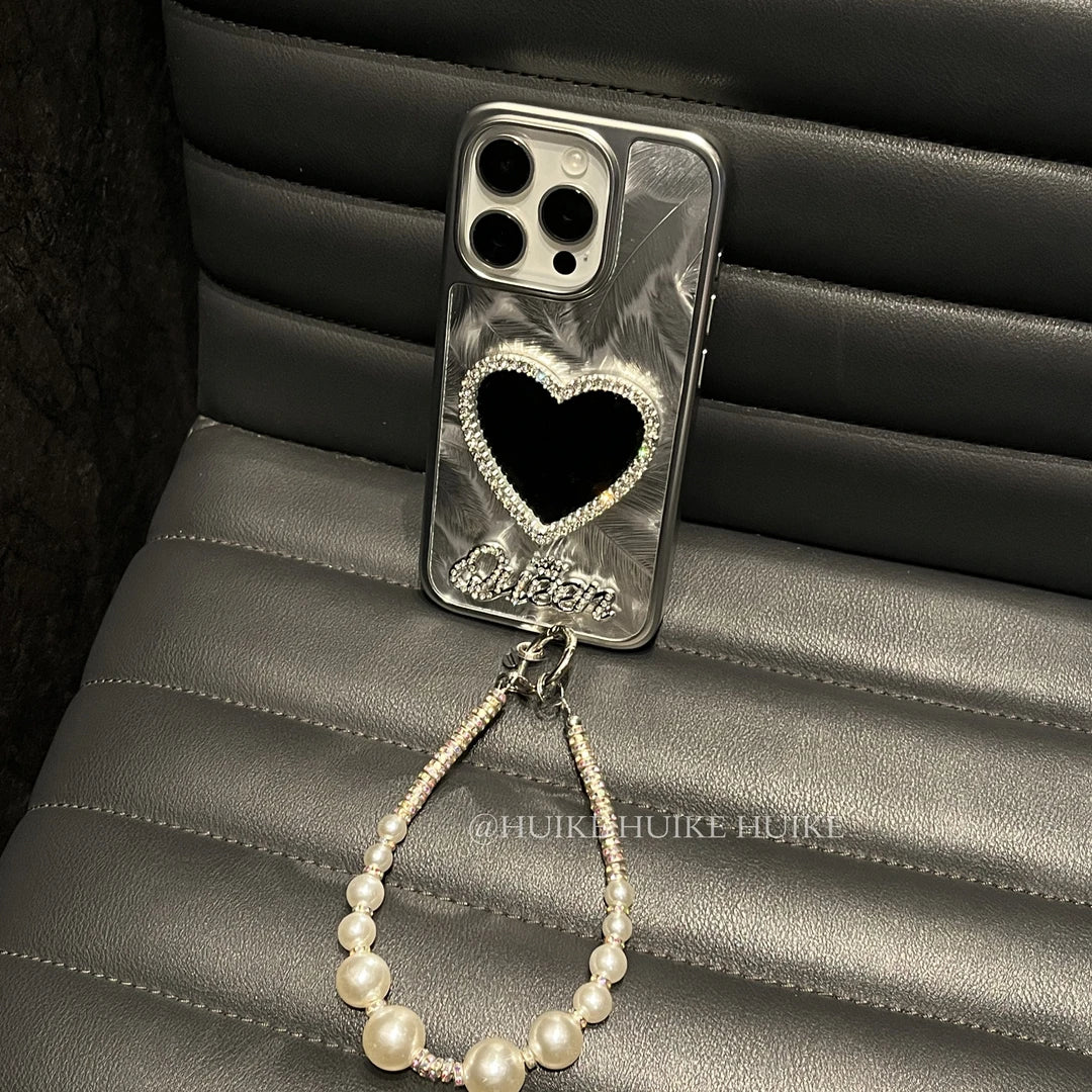 LOVE MIRROR Aurora Feather phone case with Phone Charm Strap