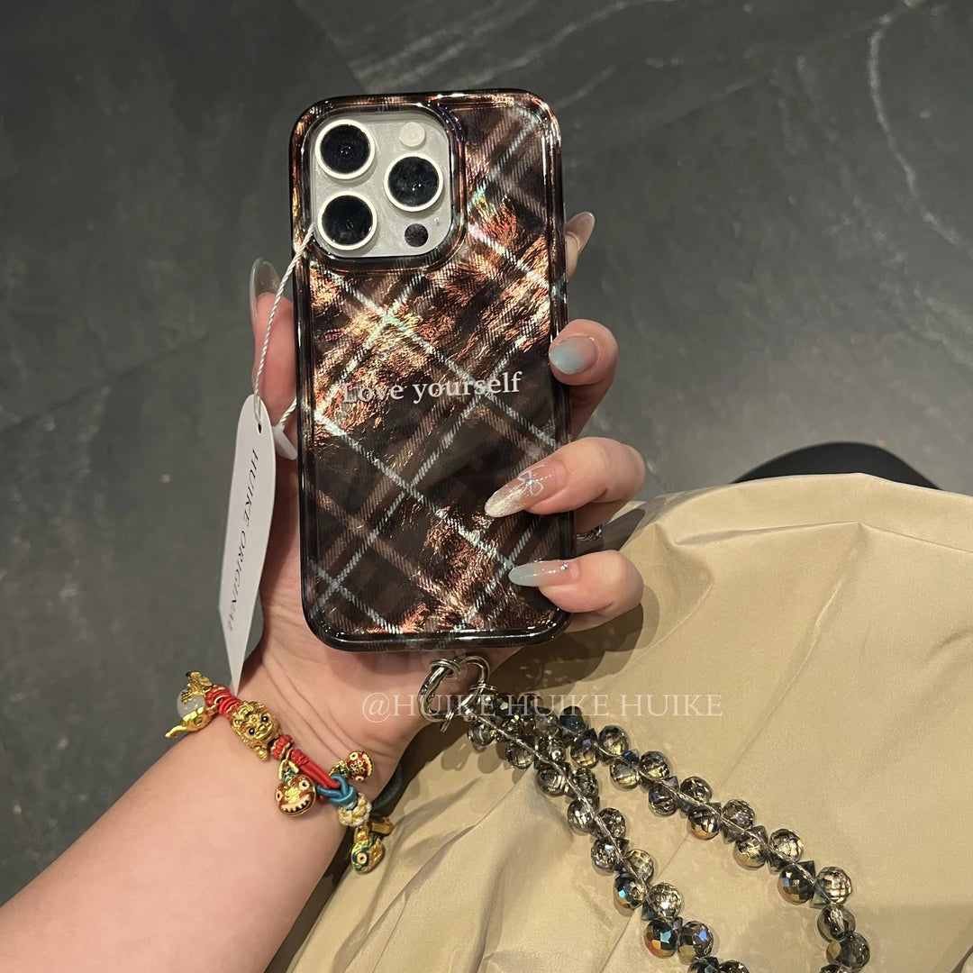Maillard Style Phone Case with Phone Charm Strap,Compatible for iphone 17