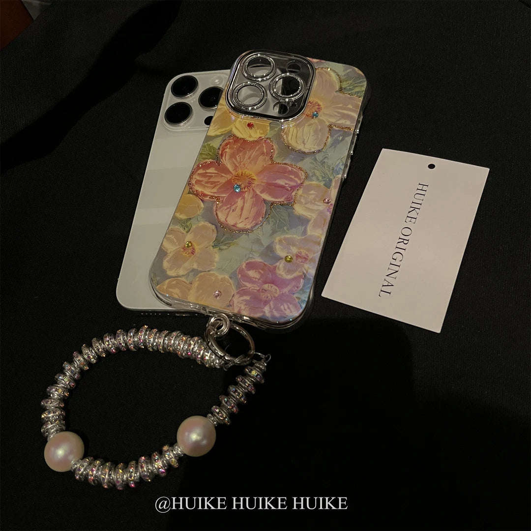 DOT DIAMOND FLOWER Phone Case with Phone Charm Strap
