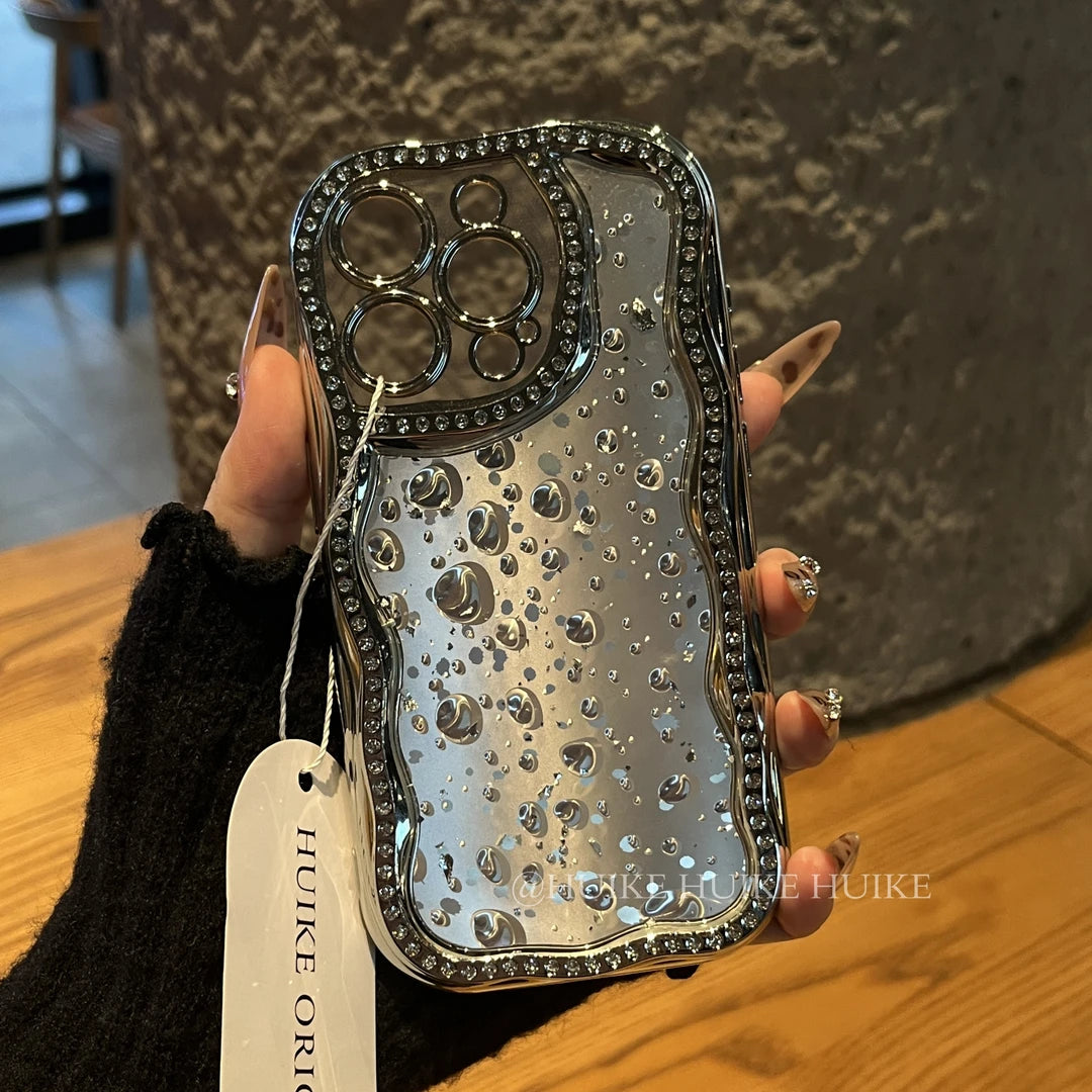 SLIVER WATERDRIP Shining Glitter Phone Case with Phone Charm Strap
