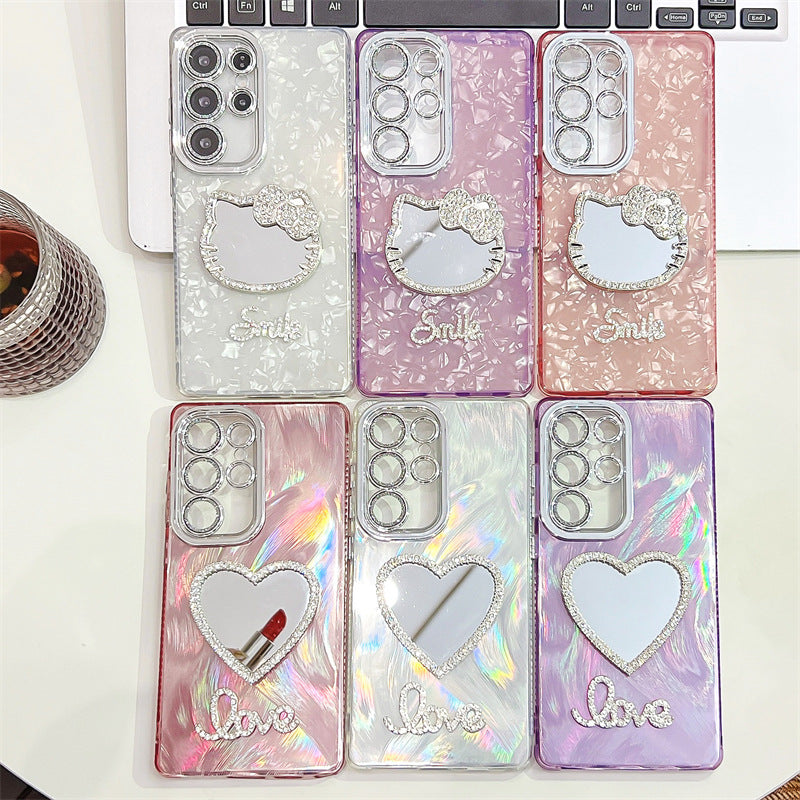 SMILE KT CAT OR LOVE Mirror Phone Case, Compatible for Samsung & iPhone