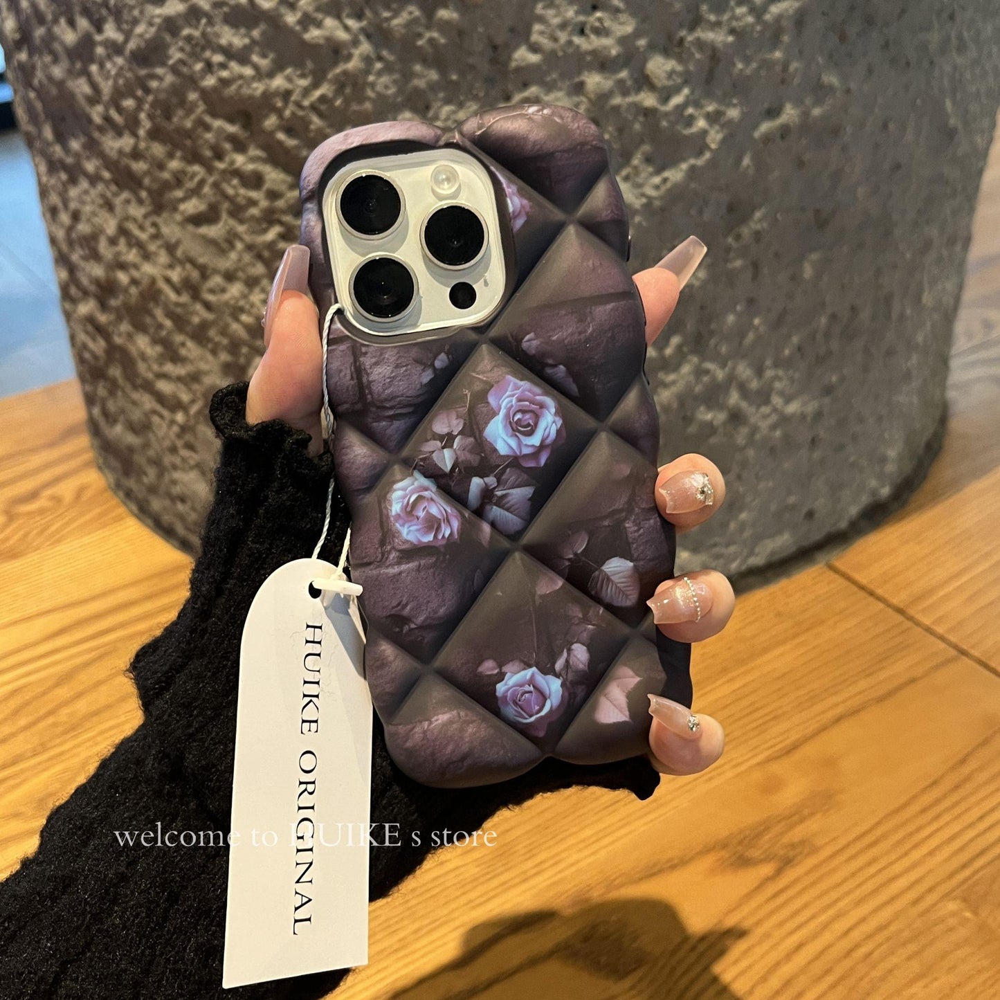 PURPLE FLOWER Airbag Phone Case with Phone Charm Strap