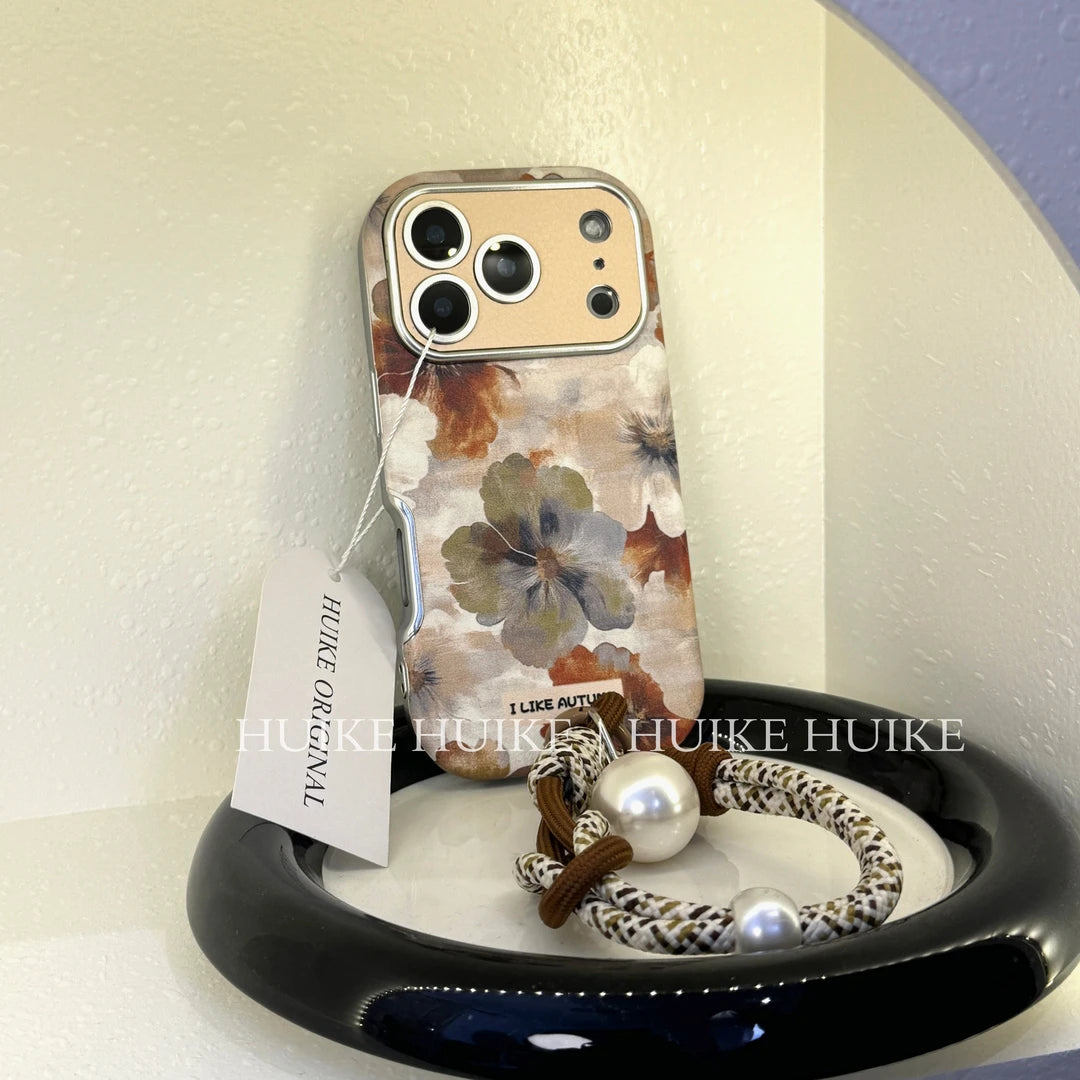 Autumn Flower Phone Case with Phone Charm Strap,Compatible for iphone 17