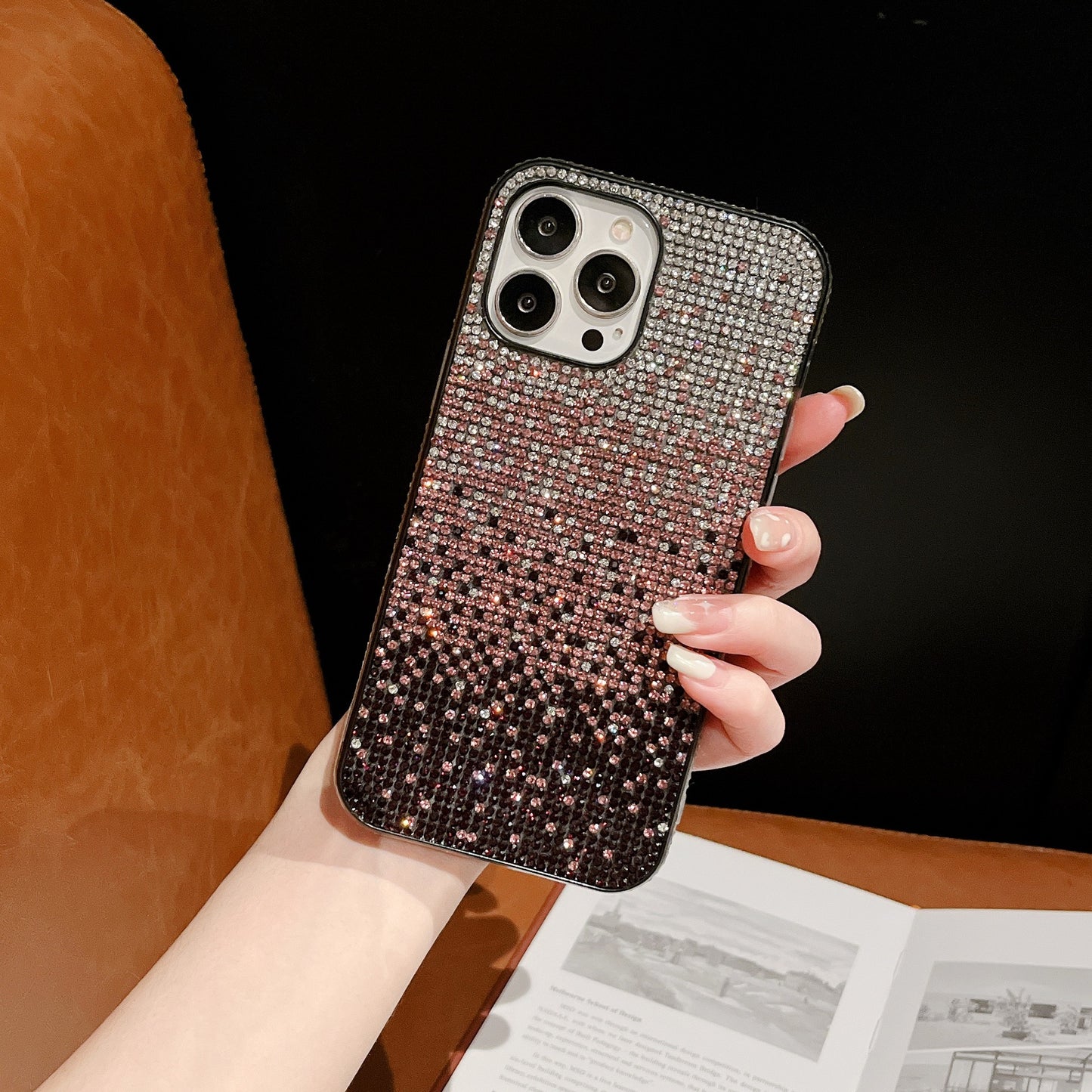 Handmade diamond studded gradient phone case, Compatible for Samsung & iPhone