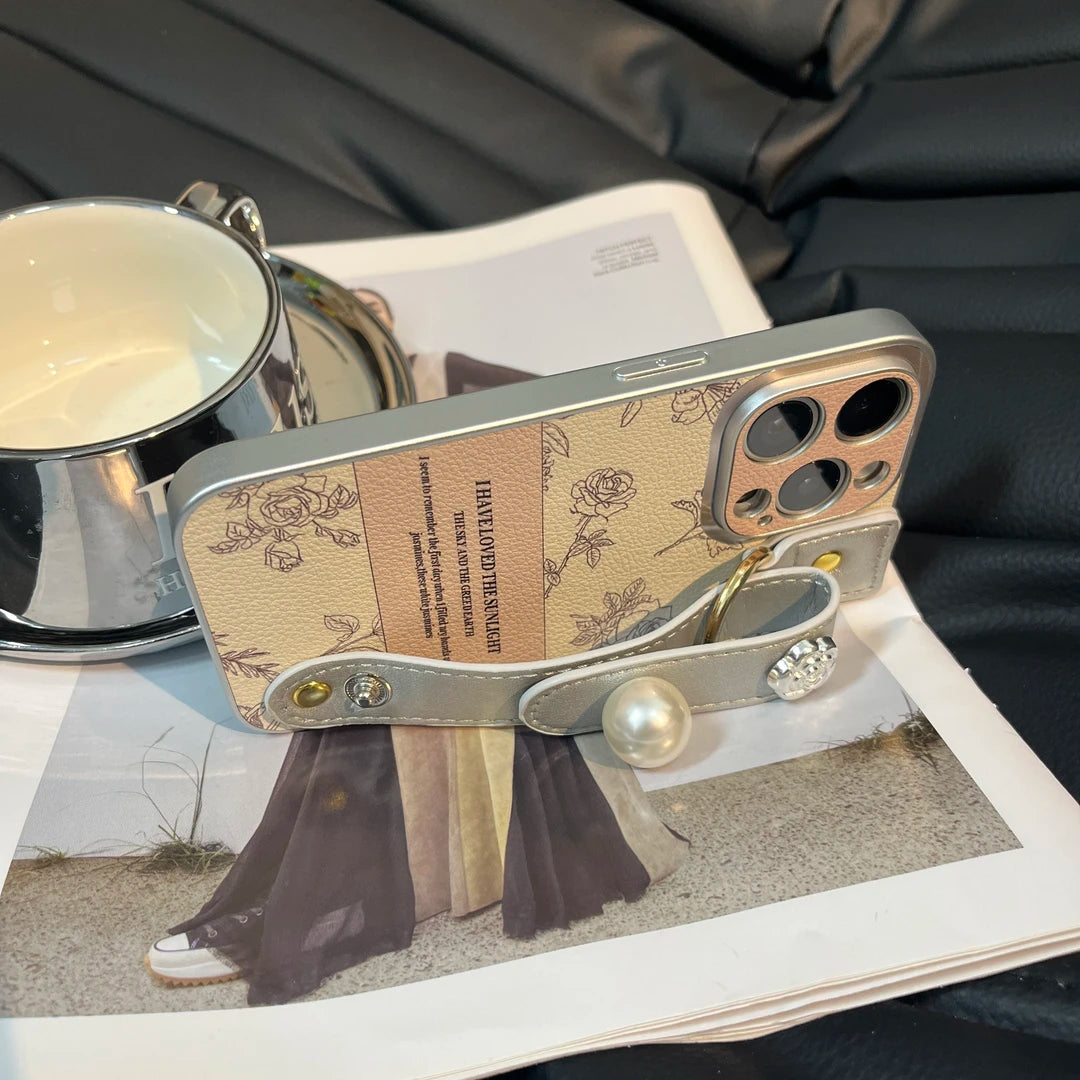 WHITE ROSE Camellia Phone Case with Phone Charm Strap