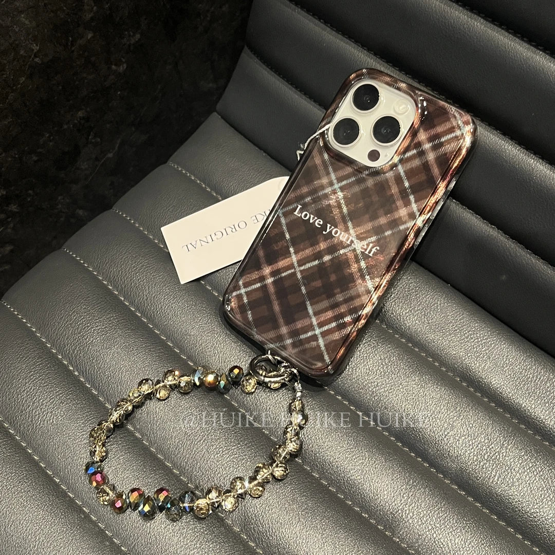 Maillard Style Phone Case with Phone Charm Strap,Compatible for iphone 17