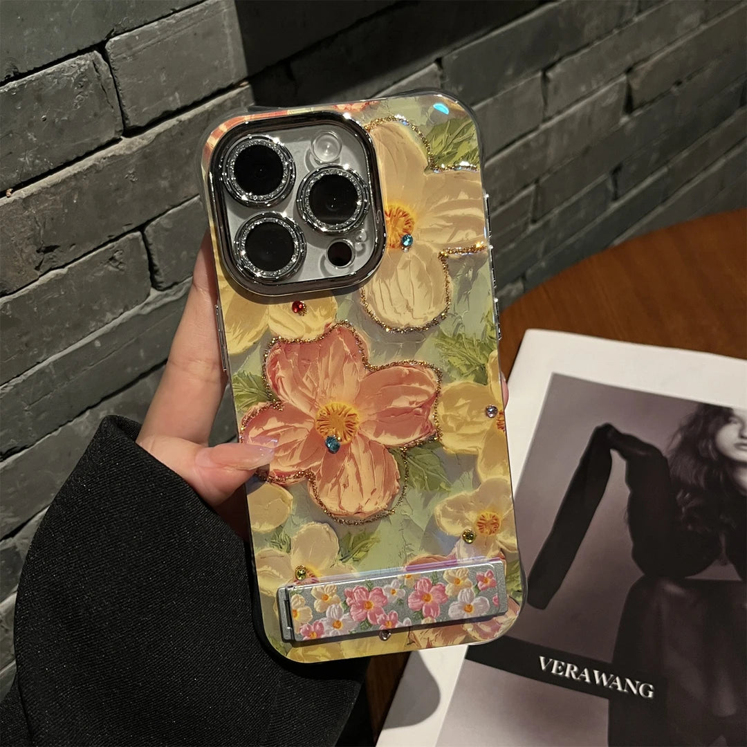 DOT DIAMOND FLOWER Phone Case with Phone Charm Strap