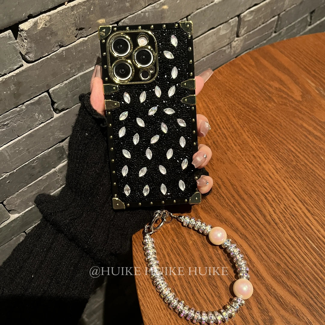 HANDMADE FULL DIAMOND CRYSTAL Phone Case with Phone Charm Strap