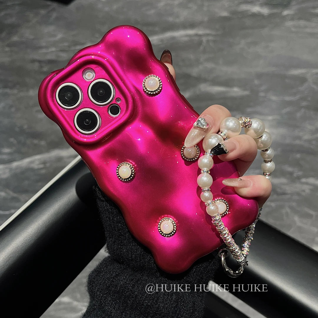 PEARL WAVE Phone Case with Phone Charm Strap