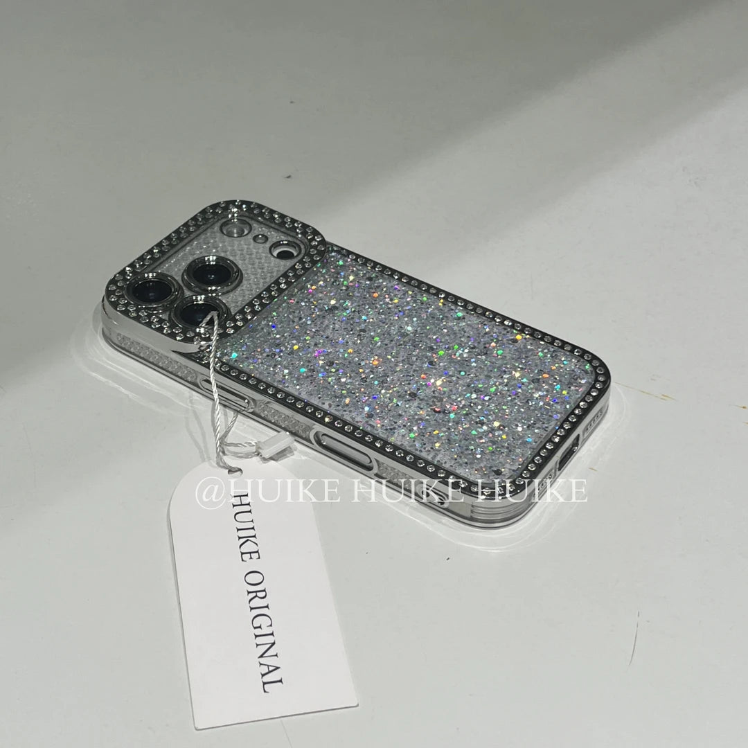 Sparkling Glitter With Rhinestones Phone Case with Phone Charm Strap,Compatible for iphone 17
