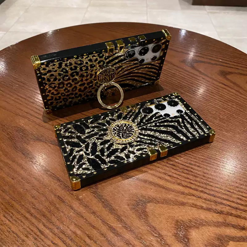 CHEETAH BRACKET Square Frame Phone Case, Compatible for Samsung