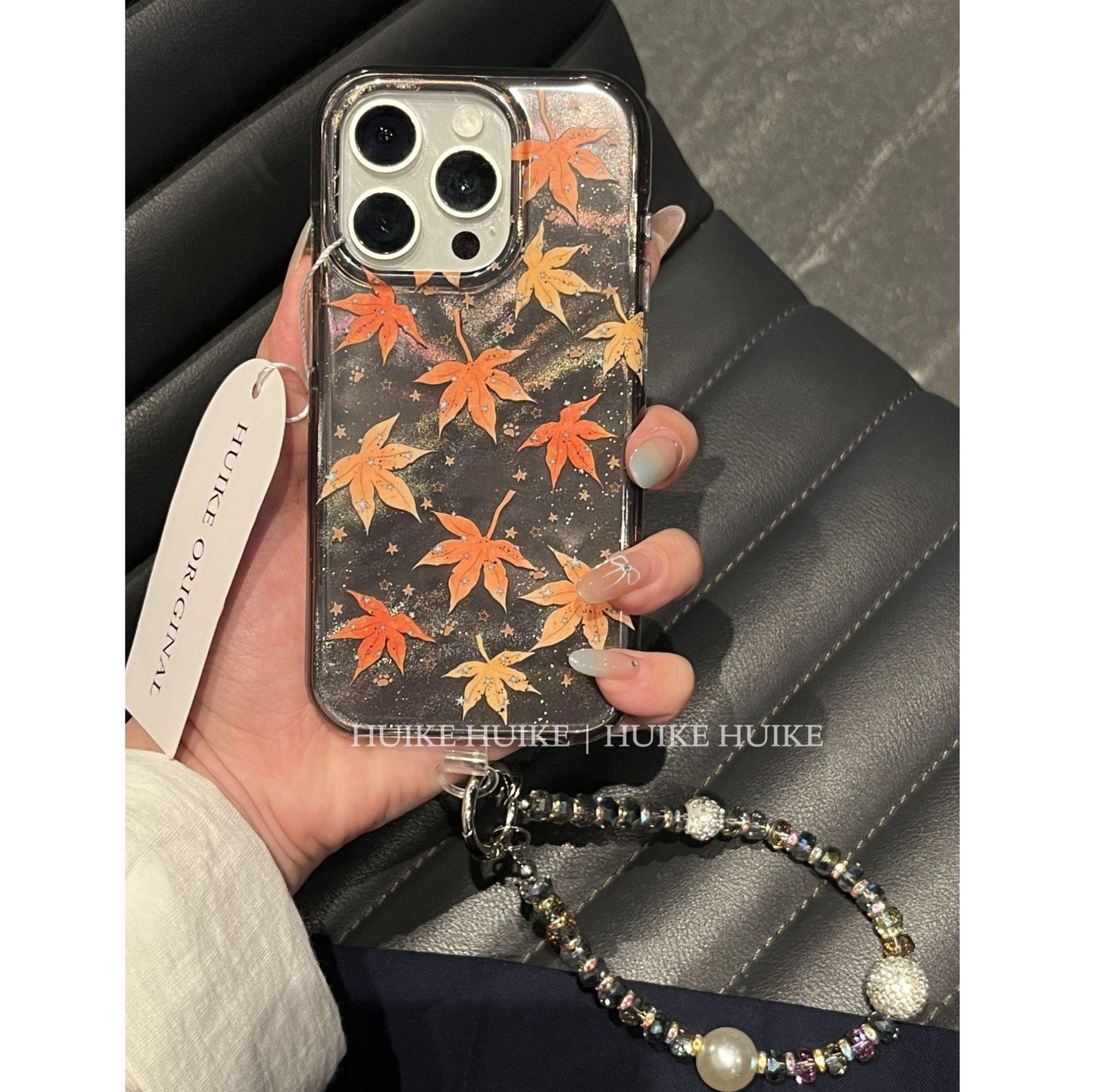 Autumn Maple Leaf Phone Case with Phone Charm Strap,Compatible for iphone 17