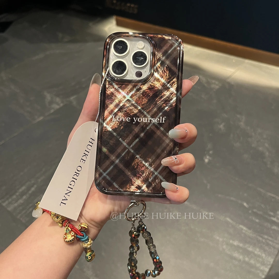 Maillard Style Phone Case with Phone Charm Strap,Compatible for iphone 17