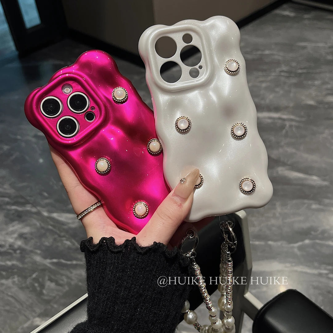 PEARL WAVE Phone Case with Phone Charm Strap