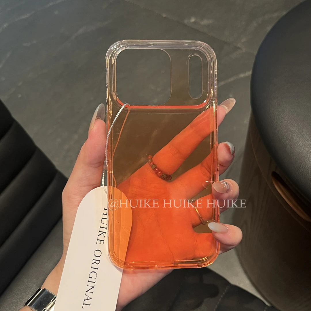 Orange Transparent Lightweight Phone Case with Phone Charm Strap,Compatible for iphone 17