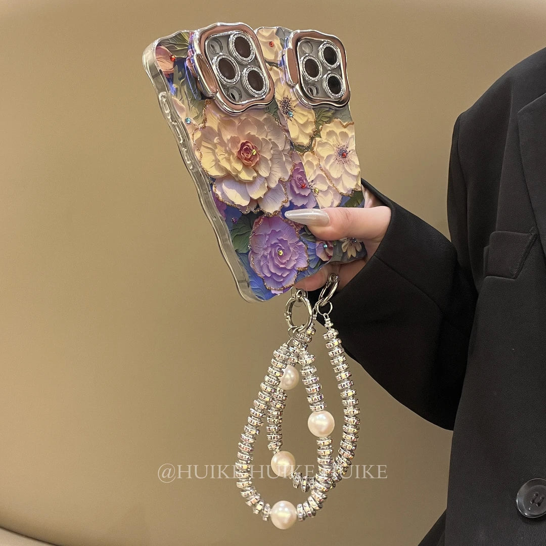 PEONY FLOWER Phone Case with Phone Charm Strap