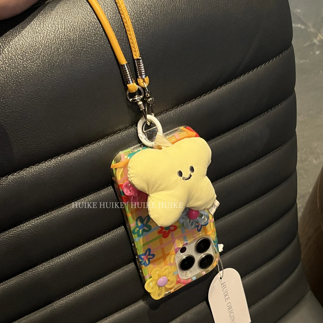 SUMMER COLORFUL DIY Flowers phone case with Phone Charm Strap