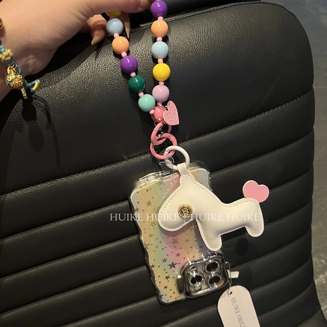 SHINING COLORFUL Star phone case with Phone Charm Strap