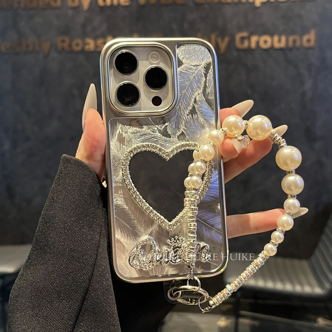 LOVE MIRROR Aurora Feather phone case with Phone Charm Strap