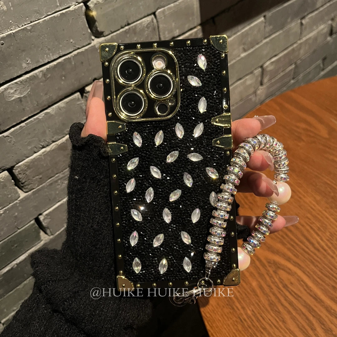 HANDMADE FULL DIAMOND CRYSTAL Phone Case with Phone Charm Strap