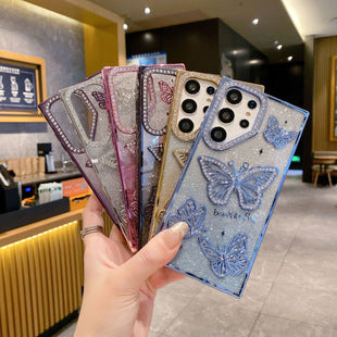 THREE DIMENSIONAL BUTTERFLY Rhinestone Phone Case, Compatible for Samsung