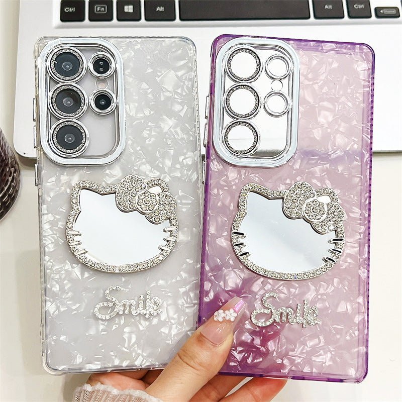 SMILE KT CAT OR LOVE Mirror Phone Case, Compatible for Samsung & iPhone