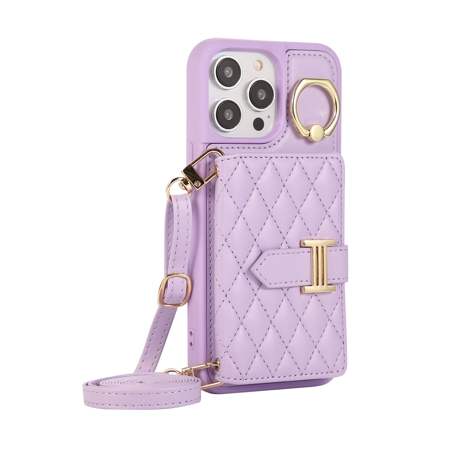 ARTIFICIAL LEATHER Card Insertion Phone Case with Phone Charm Strap,Compatible for iPhone & Samsung&Google