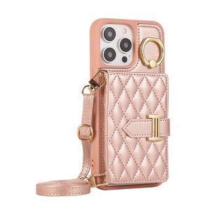 ARTIFICIAL LEATHER Card Insertion Phone Case with Phone Charm Strap,Compatible for iPhone & Samsung&Google