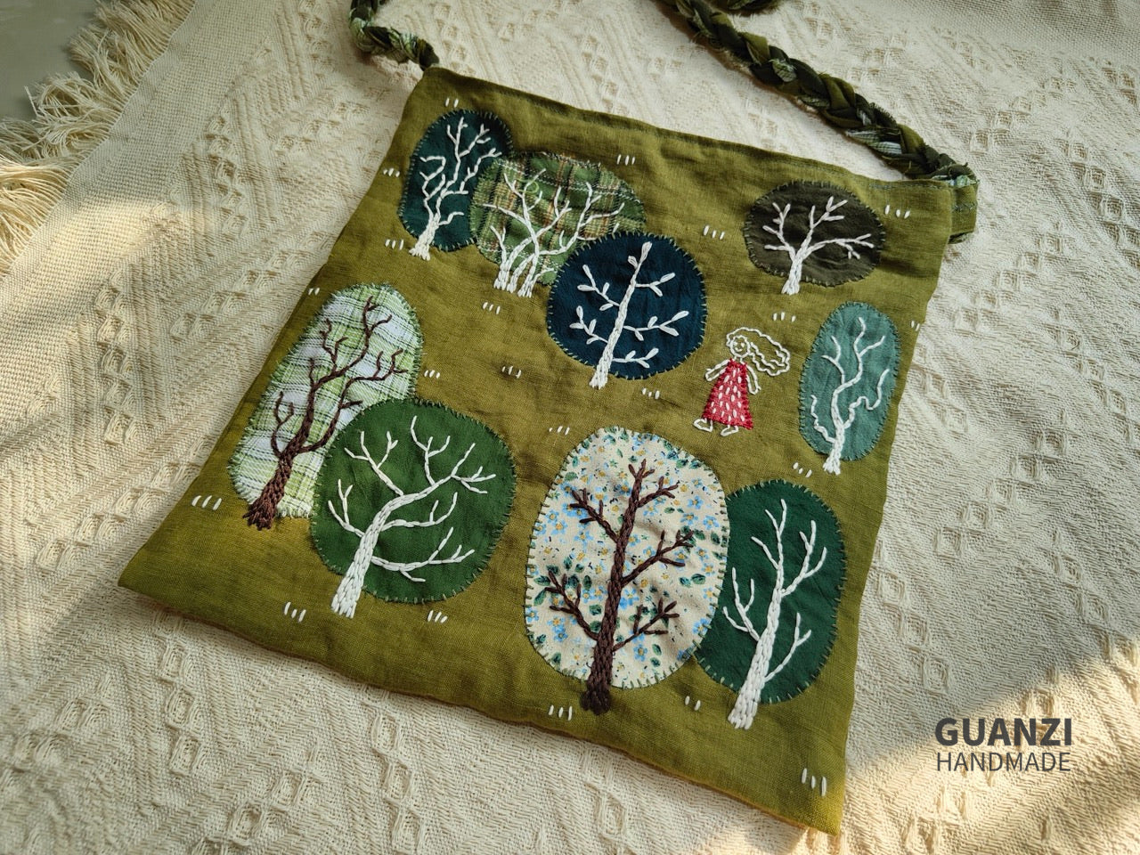 Strolling In Forest - Original DIY Patchwork Embroidered Bag