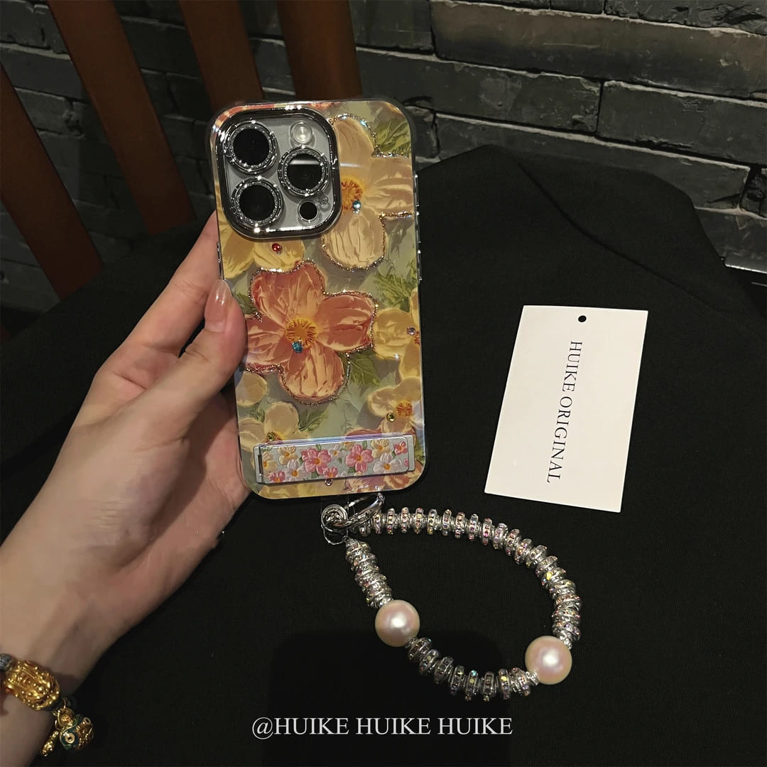 DOT DIAMOND FLOWER Phone Case with Phone Charm Strap