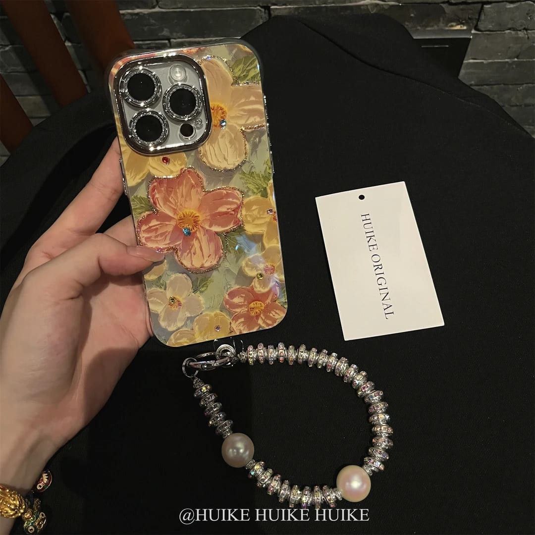 DOT DIAMOND FLOWER Phone Case with Phone Charm Strap