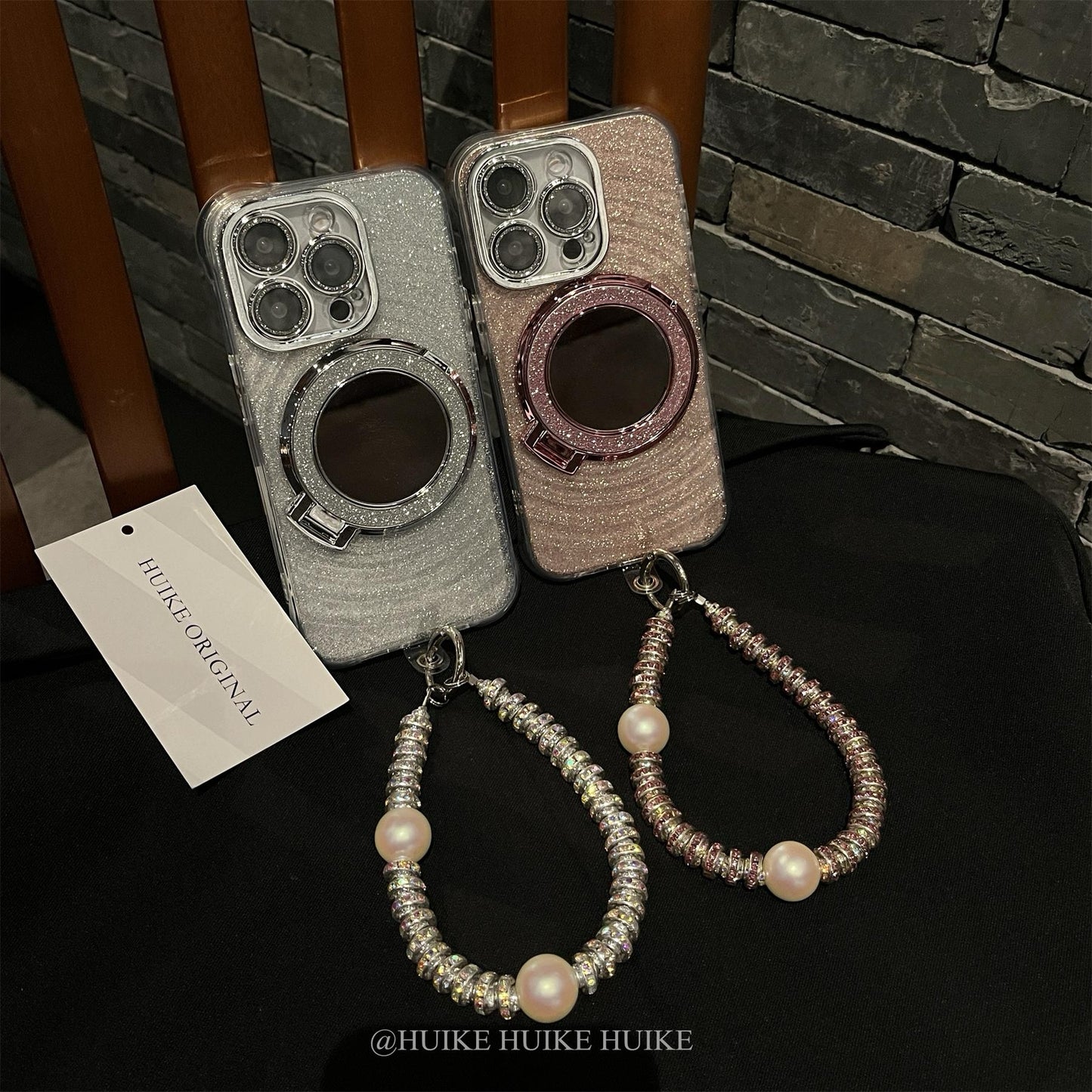 SPARKLING MIRROR holder phone case Phone Case with Phone Charm Strap