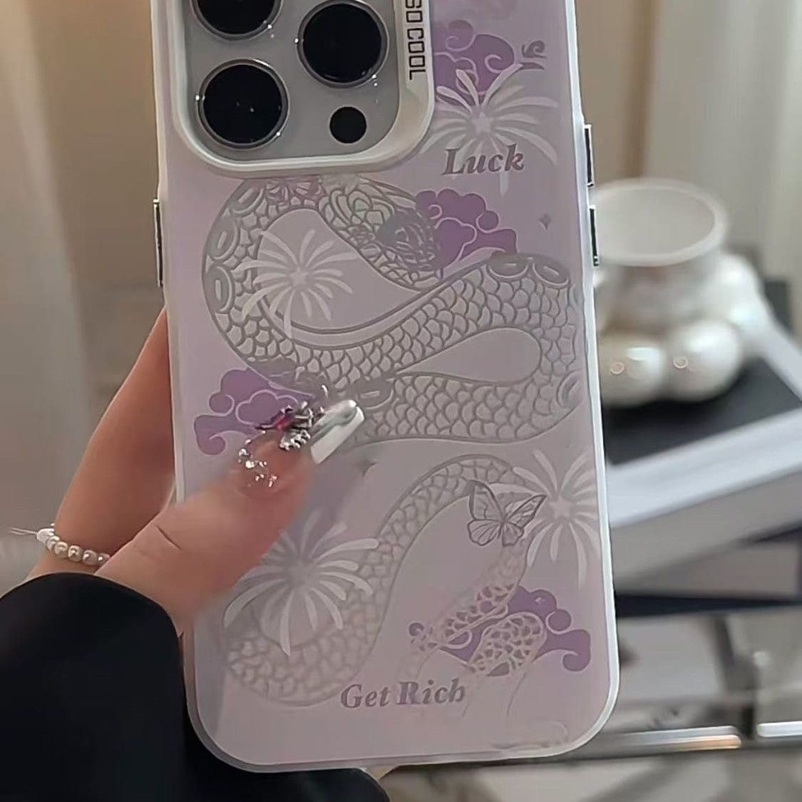 CHINESE STYLE Purple Snake Phone Case, Compatible for iPhone