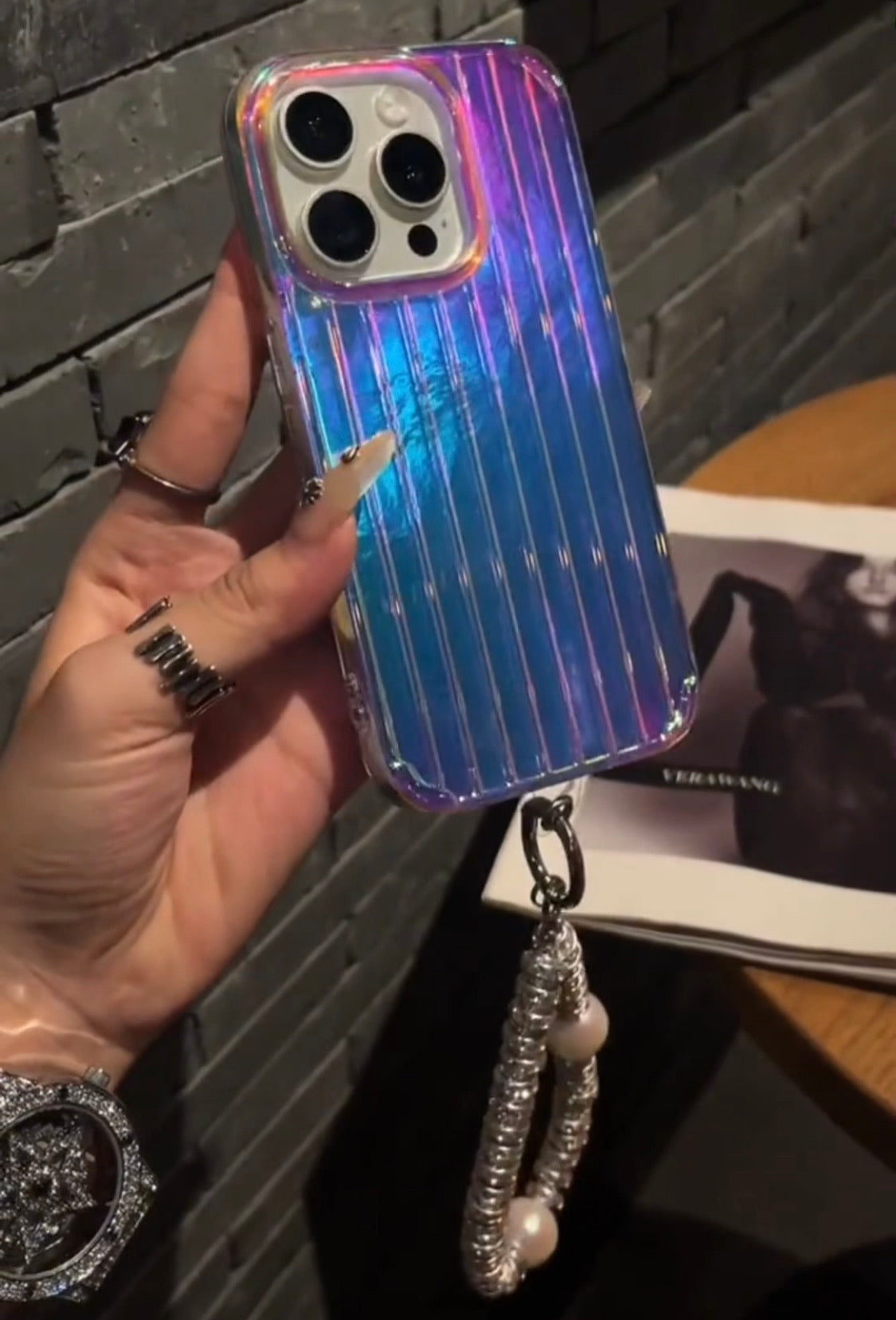 Purple Shining Phone case with Phone Chain Light Weight
