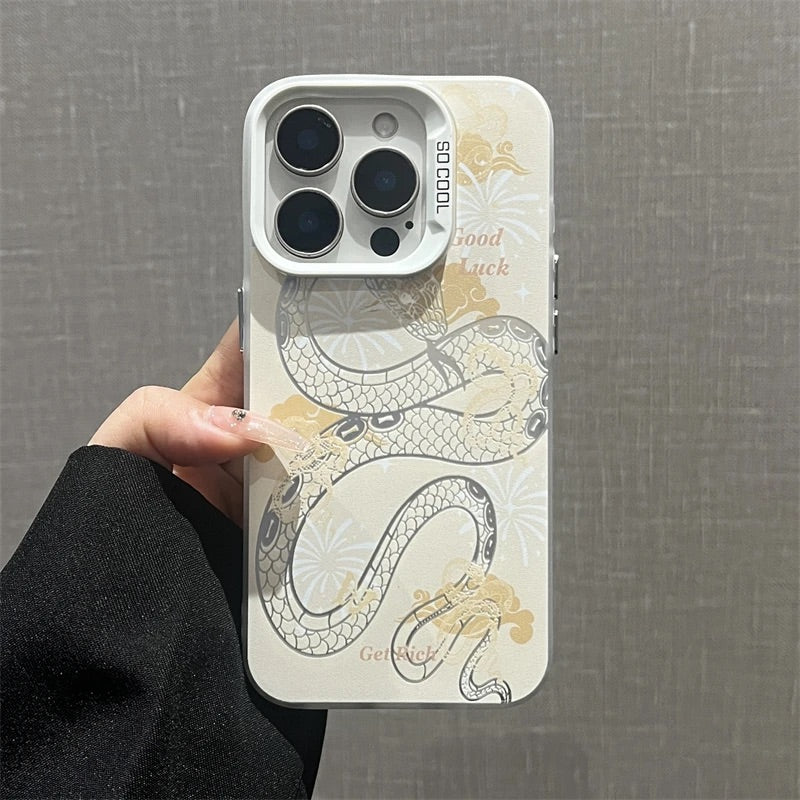 The Year of Snake Phone case - Golden White Frosted Texture
